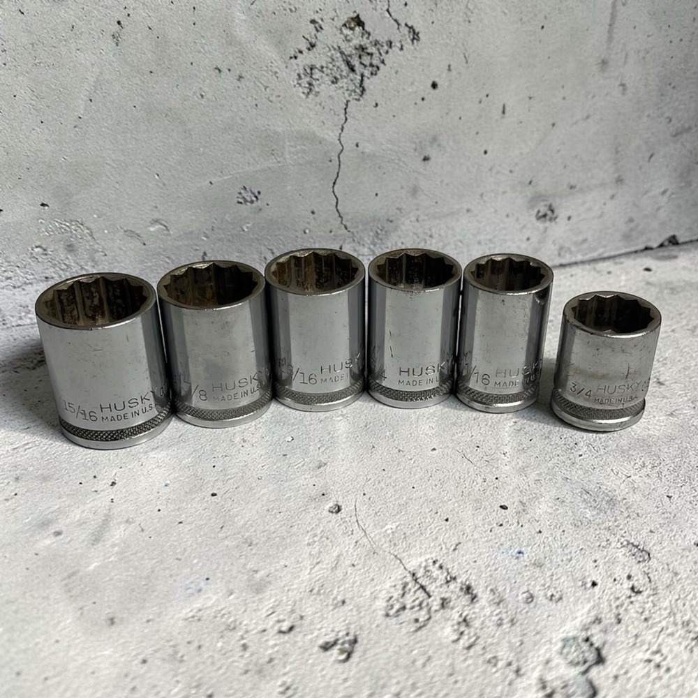 Husky Tool USA Socket Bundle 15/16 7/8 13/16 3/4 11/16 Lot Of 6 Tool Garage